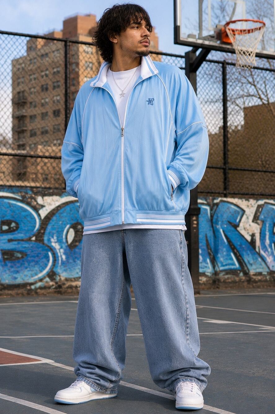 Starbury Stephon Marbury Y2K Track Jacket XXL Baby Blue Full Zip